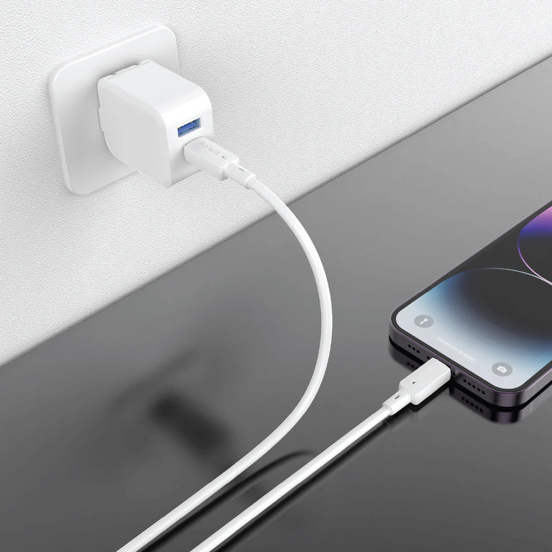 Pawa 3A USB-C TO Lightning Quick Charging - 1.2m - White - سلك شحن - باوا - ايفون تايب سي - طول 1.2 متر - كفالة 12 شهر