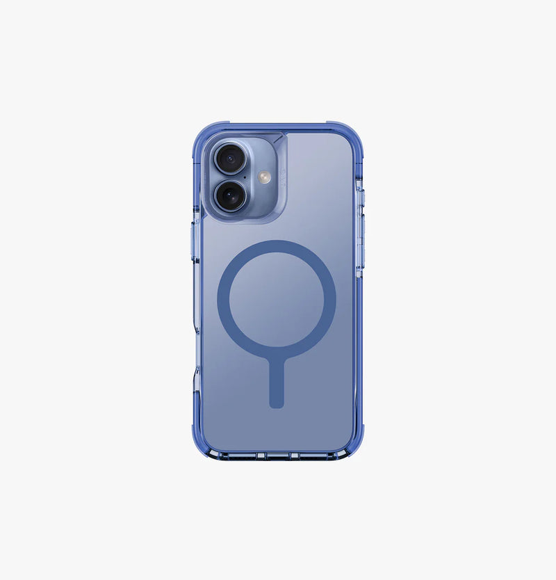 Uniq Hybrid Combat Magsafe Case for iPhone 16 - Blue [B] - كفر حمايه عاليه - يونيك - ماغ سيف - شفاف ازرق
