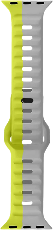 PAWA - Lagos Premium Soft Silicon Straps - Grey & Yellow - سير ساعه أبل واتش