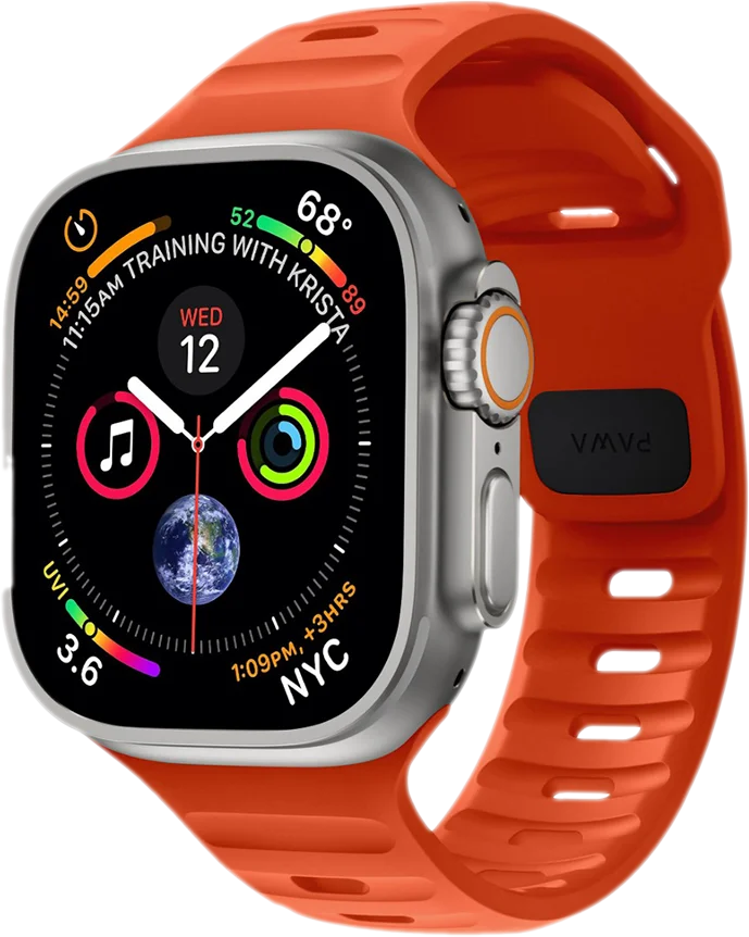 PAWA - Lagos Premium Soft Silicon Straps - Ultra Orange - سير ساعه أبل واتش