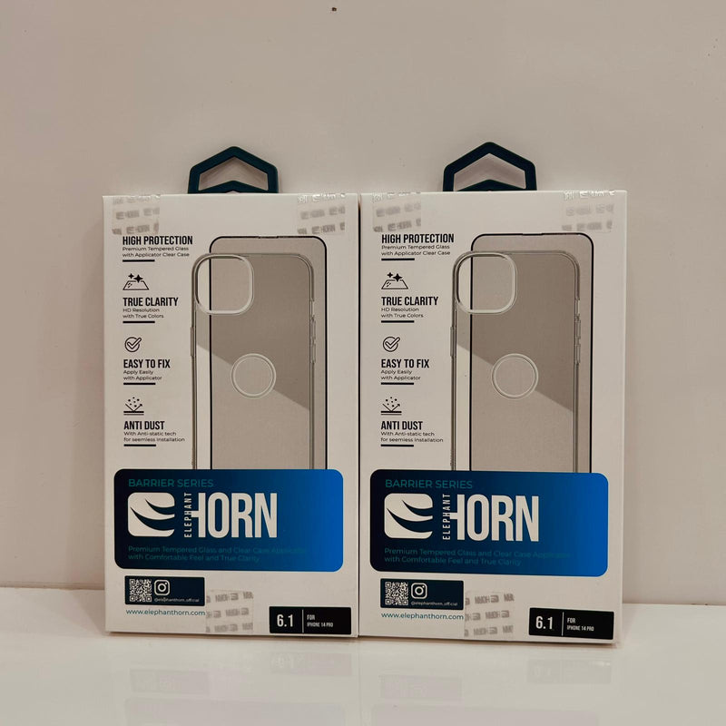 Elephant Horn Barrier Series Clear Sreen Protector with Clear Applicator Case for iPhone - كفر حماية عالية + حماية شاشة - شفاف