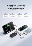 Baseus EnerFill FC11 Digital Display Power Bank with Dual Built-in USB-C Cables 20000mAh 45W - Cosmic Black [D] بطارية متنقلة - بيسوس - سعة 20000 - عدد 1 سلك شاحن تايب سي - شاشة رقميه - قوة 45 واط - كفالة 24 شهر