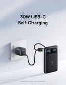 Baseus EnerFill FC11 Digital Display Power Bank with Dual Built-in USB-C Cables 10000mAh 45W - Cosmic Black [D] بطارية متنقلة - بيسوس - سعة 10000 - عدد 1 سلك شاحن تايب سي - شاشة رقميه - قوة 45 واط - كفالة 24 شهر