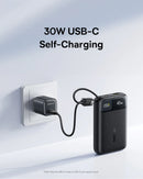 Baseus EnerFill FC11 Digital Display Power Bank with Dual Built-in USB-C Cables 20000mAh 45W - Cosmic Black [D] بطارية متنقلة - بيسوس - سعة 20000 - عدد 1 سلك شاحن تايب سي - شاشة رقميه - قوة 45 واط - كفالة 24 شهر