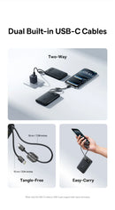 Baseus EnerFill FC11 Digital Display Power Bank with Dual Built-in USB-C Cables 10000mAh 45W - Cosmic Black [D] بطارية متنقلة - بيسوس - سعة 10000 - عدد 1 سلك شاحن تايب سي - شاشة رقميه - قوة 45 واط - كفالة 24 شهر