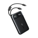 Baseus EnerFill FC11 Digital Display Power Bank with Dual Built-in USB-C Cables 10000mAh 45W - Cosmic Black [D] بطارية متنقلة - بيسوس - سعة 10000 - عدد 1 سلك شاحن تايب سي - شاشة رقميه - قوة 45 واط - كفالة 24 شهر