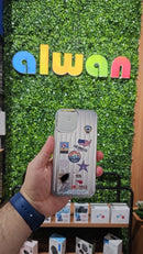 Noufa Silver Phone Case - كفر مع ستيكرز طباعة من اختياركم - الكفر + التصميم + البروفة + الطباعة - سيتم التواصل معكم لتحديد الكلمات والصور