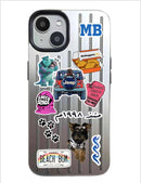 Noufa Silver Phone Case - كفر مع ستيكرز طباعة من اختياركم - الكفر + التصميم + البروفة + الطباعة - سيتم التواصل معكم لتحديد الكلمات والصور