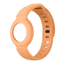 AirTag Kids Bracelet Silicone Straps Metal Stud Shock Resistant Wristband - Light Orange - سير ابل ايرتاغ