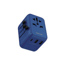 Green Lion 12W Universal Travel Adapter blue - بلاك حائط دولي للسفر - 3 مخارج - كفالة 18 شهر