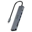 Green Lion 7 in 1 USB-C HUB - Gray - وصلة تايب سي - 7 في 1 - لاجهزة الايباد برو والماك بوك - متعددة الاستخدام - كفالة 12 شهر