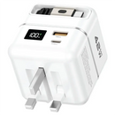 Green Lion GaN Premium Series Charger 42W with 5000mAh Power Bank - White - بطارية متنقلة + شاحن حائط - جرين ليون - سعة 5000 - شاشة رقمية - قوة 42 واط + منفذ شحن تايب + منفذ شحن يو اس بي - كفالة 12 شهر