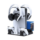 Green Lion PS5 Cooling Stand Charging Station - White - ستاند عملي يجمع بين حامل للجهاز + تبريد + شحن