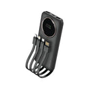 Green Lion Power Pulse 10000mAh Power Bank - Black - بطاريه متنقلة - سعة 10 ألاف - جرين لاين  - سلك شحن  تايب سي + سلك شحن  ايفون + سلك شحن مايكرو + سلك يو اس بي اي - شاشة رقمية - كفالة 12 شهر