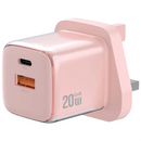 Green Lion Reva Dual Port Wall Charger 20W - Pink - بلاك شاحن حائط قوه 20 واط - منفذ تايب سي + يو اس بي - جرين ليون - كفالة 12 شهر