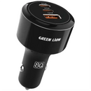 Green Lion Roadex Triple Port Car Charger 80W - Black - شاحن ولاعة - جرين لاين - 2 منفذ تايب سي  + منفذ يو اس بي - قوة 80واط - كفالة 24 شهر