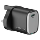 Green Lion SUPRA 33W GaN UK Wall Charger USB A & C with USB C to C Cable - Black Grey - بلاك شاحن حائط - تايب سي - قوة 33واط - جرين ليون - كفالة 12 شهر