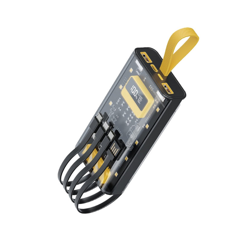 - Black - بطاريه متنقلة - سعة 10 ألاف - جرين لاين  - سلك شحن  تايب سي + سلك شحن  ايفون + سلك شحن مايكرو + سلك يو اس بي اي - شاشة رقمية - كفالة 24 شهر