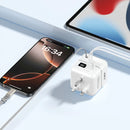 Green Lion GaN Premium Series Charger 42W with 5000mAh Power Bank - Grey - بطارية متنقلة + شاحن حائط - جرين ليون - سعة 5000 - شاشة رقمية - قوة 42 واط + منفذ شحن تايب + منفذ شحن يو اس بي - كفالة 12 شهر