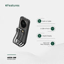 Green Lion Power Pulse 10000mAh Power Bank - Black - بطاريه متنقلة - سعة 10 ألاف - جرين لاين  - سلك شحن  تايب سي + سلك شحن  ايفون + سلك شحن مايكرو + سلك يو اس بي اي - شاشة رقمية - كفالة 12 شهر