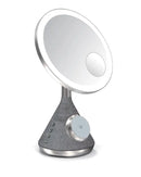 Porodo Zoomed Mirror Magnetic Wireless Charger With Speaker & Adjustable Lamp - Silver - مرايا مع اضاءة ميك اب - شحن لاسلكي للتليفون - مكبر صوت سبيكر - بورودو - كفالة 24 شهر