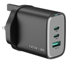 Green Lion Supra 65W UK GaN Wall Charger USB-A & 2 USB-C Ports - Black - بلاك شاحن حائط - فتحتين تايب سي - فتحة يو اس بي - قوة 65 واط - جرين ليون - كفالة 12 شهر