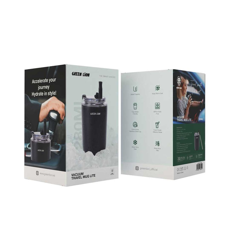 Green Lion Vacuum Travel Mug Lite - 280 ML - كوب حافظ للحرارة - مناسب للسفر والرحلات