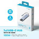Pawa 7IN1 USB-C HUB WITH 4K HDMI - وصلة تايب سي - 7 في 1 - لاجهزة الايباد برو والماك بوك - متعددة الاستخدام - كفالة 12 شهر