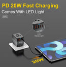ASPOR A892 20W GAN World Travel Charger Home Charger - شاحن حائط دولي - 4 منافذ للشحن الذكي والسريع - قوة 20 واط - كفالة 12 شهر
