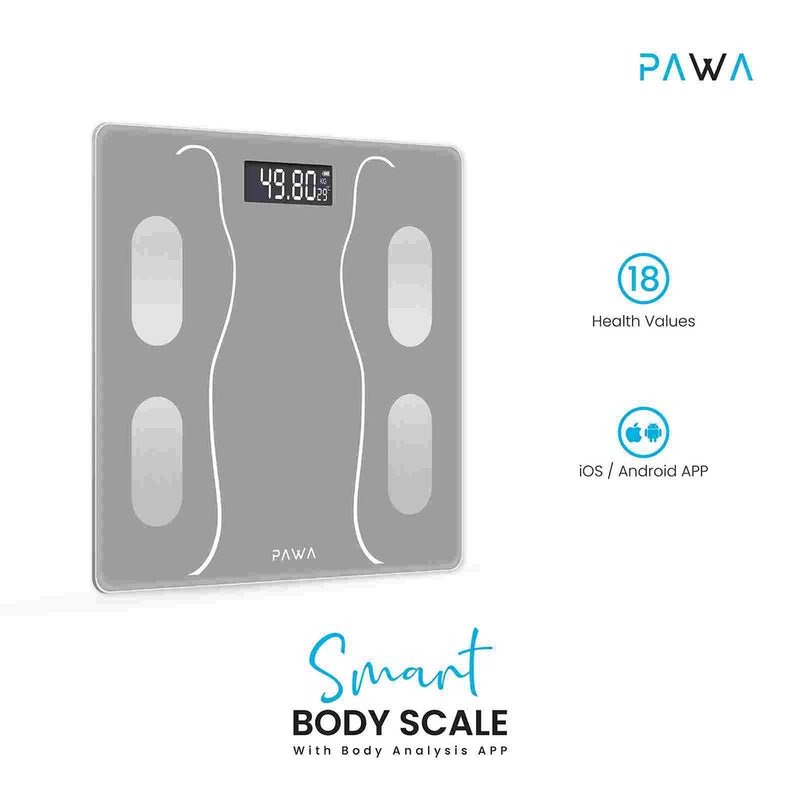 Pawa Smart Body Scale with Body Analysis APP - Grey - ميزان ذكي - كفالة 24 شهر