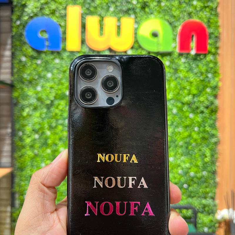 Noufa Glitter Case - Silver - كفر جليتر يمكنكم اختيار احرف للطباعه على الكفر - سيتم التواصل معكم بعد الطلب - لتحديد الكلمات والالوان