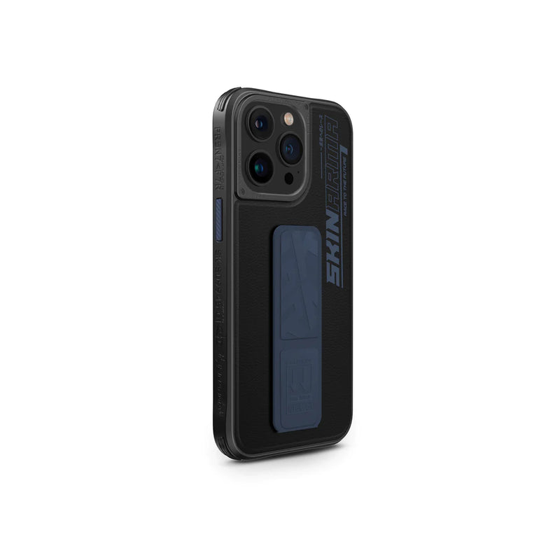 SkinArma Slate Grip-Stand Case for iPhone 15/15 Plus/15 Pro/15 Pro MAX  - Blue [B]- كفر حماية عالية مع مغناطيس للسيارة - مسكة ستاند بالطول والعرض