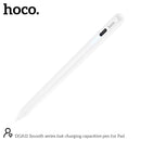 Hoco DGA11 Smooth Series Fast Charging Capacitive Pen for iPad - White - قلم الكتروني - هوكو - لجميع انواع الاجهزة - شحن مغناطيس + تايب سي - كفالة 12 شهر