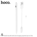 Hoco DGA11 Smooth Series Fast Charging Capacitive Pen for iPad - White - قلم الكتروني - هوكو - لجميع انواع الاجهزة - شحن مغناطيس + تايب سي - كفالة 12 شهر