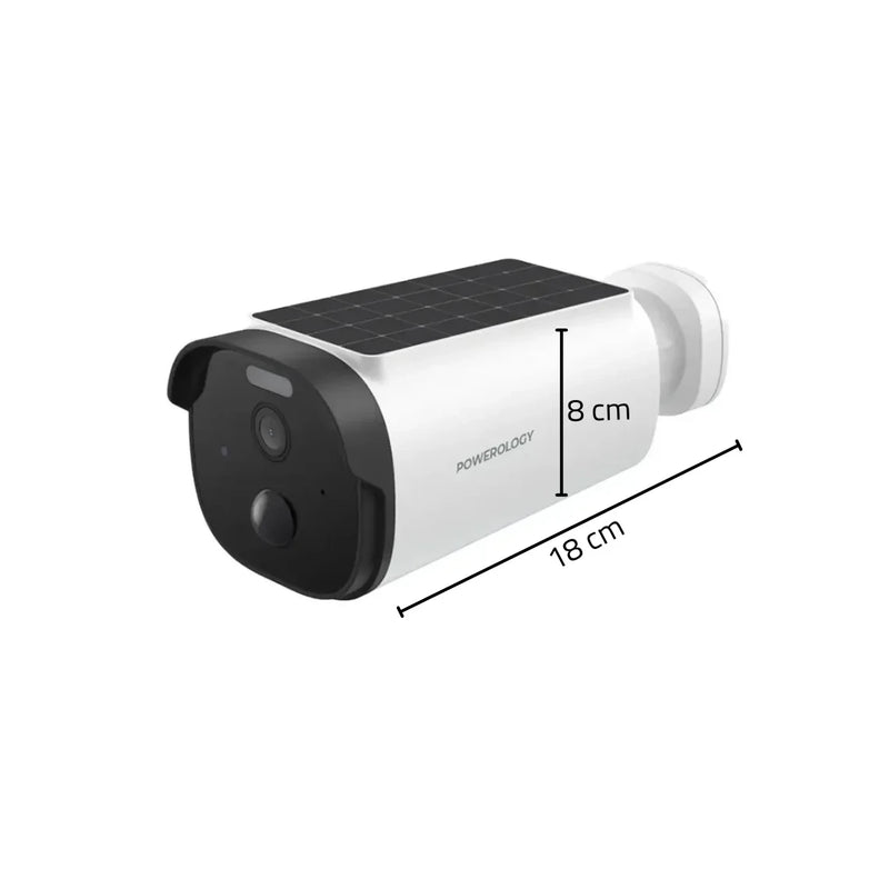 Powerology 3MP 2K Solar Powered Smart Security Camera with Night Vision - كاميرا خارجيه - باورولوجي - مع ميزة الرؤية الليلية تعمل بالطاقة الشمسية - دقة 2 كى - كفالة 12 شهر