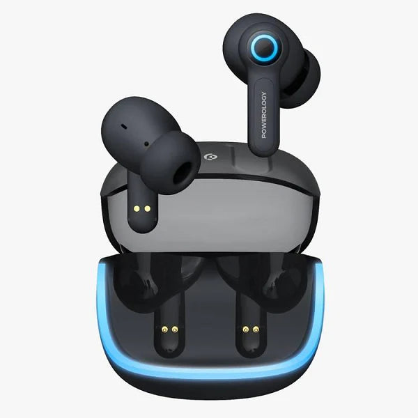 Powerology Quad Mic ENC True Wireless Earbuds - Black [O] - سماعة باورولوجي - بلوتوث - كفالة 24 شهر