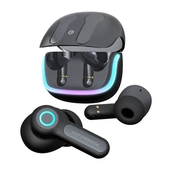 Powerology Quad Mic ENC True Wireless Earbuds - Black [O] - سماعة باورولوجي - بلوتوث - كفالة 24 شهر