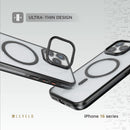 Levelo Elio PC Case with Camera Ring Stand Case for iPhone 16 Pro/Pro MAX - Black - كفر حماية عالية -ستاند مكان الكاميرا - ماغ سيف