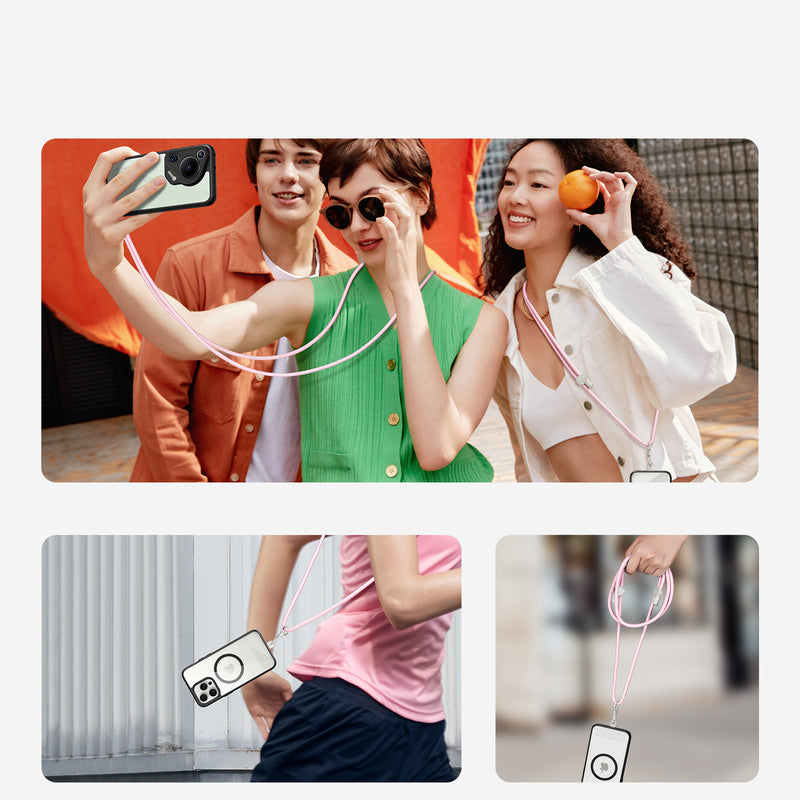 DUX DUCIS PLAZ Series Cross-body Phone Strap Light Pink - خيط علاقة - يمكنكم اختيار مع كفر شفاف او بدون كفر