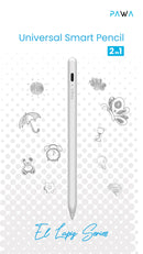 Pawa El Lapiz Series 2 In1 Universal Smart Pencil With Palm Rejection - white [O] - قلم الكتروني - لجميع انواع الاجهزة - كفالة 12 شهر