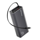 Promate Lucid Clear-Case Power Bank 45W PD w/ Retractable USB-C Cable 20000mAh - Black [BO] - بطارية متنقلة - بروميت - قوة 20000 + تايب سي - 1 منفذ تايب سي - 1 منفذ يو اس بي - قوة 45واط - كفالة 12 شهر