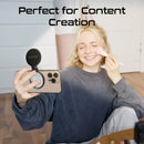 Promate MagSafe LED Ring Light 360° Rotatable Black [BO] - اضاءة - للتصوير + مراية - ماغ سيف - متوافقة مع جميع الاجهزة التي تدعم الماغ سيف