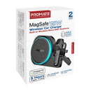 Promate 2-in-1 MagSafe Wireless Car Charger 15W Built-in Wireless Mono ENC Earphone - Black [BO] - ستاند سيارة + شحن التليفون + سماعة + خاصة العزل - بروميت - ماق سيف