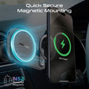 Promate 2-in-1 MagSafe Wireless Car Charger 15W Built-in Wireless Mono ENC Earphone - Black [BO] - ستاند سيارة + شحن التليفون + سماعة + خاصة العزل - بروميت - ماق سيف