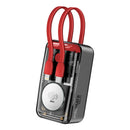 Promate 10000mAh Transparent Smartphone and Apple Watch Charging Power Bank with USB-C & Lightning Cable - Red [BO] - بطارية متنقلة - سعة 10000 - سلك شاحن أيفون + تايب سي - 1 منفذ تايب سي + شاحن ساعة ابل - 1 منفذ يو اس بي - شاشة رقمية - كفالة 12 شهر