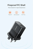 Mcdodo CH-130 | 20W PD Fast Charger | Dual Ports (Type-C & USB) - Black [H]- بلاك شاحن حائط + سلك شحن ايفون - كفالة 12 شهر