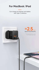 Mcdodo CH-130 | 20W PD Fast Charger | Dual Ports (Type-C & USB) - Black [H]- بلاك شاحن حائط + سلك شحن ايفون - كفالة 12 شهر