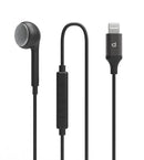 Powerology Single Earphone with MFi Lightning Connector – Black - سماعة اذن - مع مايكروفون - أيفون - فردة احادية - كفالة 24 شهر