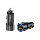 Pawa Aluminum Alloy Car Charger 52.5W With Ambient Light - Black - شاحن سيارة - منفذ تايب سي + منفذ للشحن السريع - قوة 52.5 واط - كفالة 12 شهر