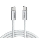 Anker Zolo USB-C to USB-C Cable 240W Braided (1.8m/6ft - White [D] - سلك شحن - انكر - تايب سي الى تايب سي - طول 180 سم - قوة 240 واط - كفالة 18 شهر